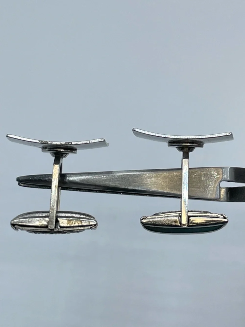 925 Sterling Silver Engraved Rectangle Cufflinks Vintage Minimalist Timeless